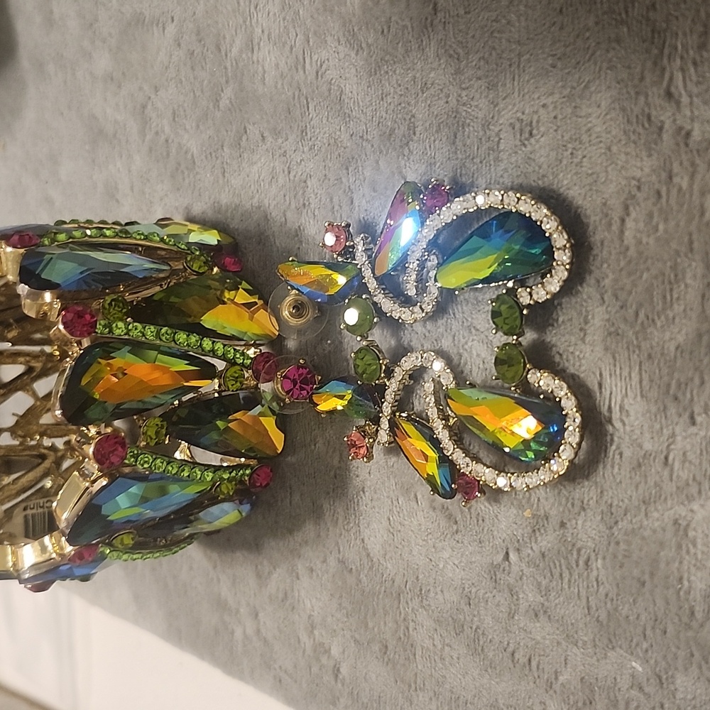 Iridescent Multicolor Crystal Statement Bracelet … - image 5